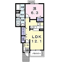 ソル・レヴェンテ　ドゥーエ 1階1LDKの間取り