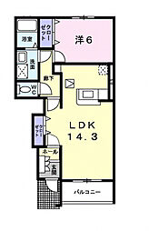ファミーユ　アン 1階1LDKの間取り
