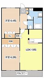 ＩＺＵＭＩ 2階2LDKの間取り