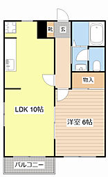 プロパティカオル2 2階1LDKの間取り