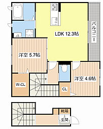エスペランサ南彦根 2階2LDKの間取り
