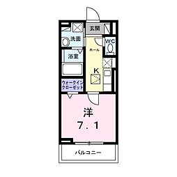 ベルジェ 104 1階1Kの間取り