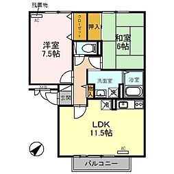 スィックフォレストB 2LDKの間取図画像