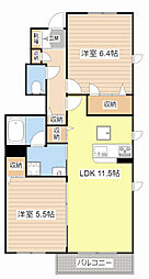 パーチェ 2LDKの間取図画像