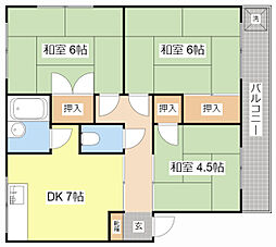 城北コーポ 3DKの間取図画像