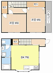 エスポワールYAMATO 2DKの間取図画像