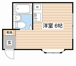 プールヴゥ ワンルームの間取図画像