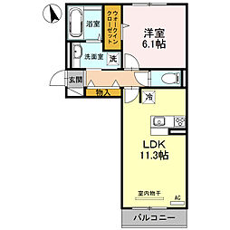 ヴィラシャルマン 1LDKの間取図画像