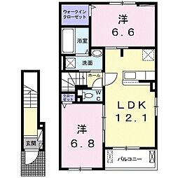 ヴィラ湧水2 2LDKの間取図画像