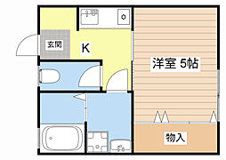 ヴィラ竜王B 1Kの間取図画像