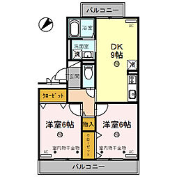 セジュールL3 2DKの間取図画像