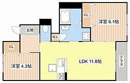 パルティールK 2LDKの間取図画像