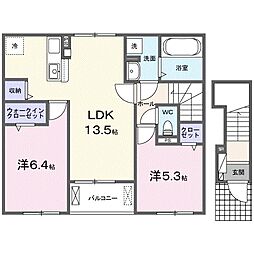 サニアベル 2LDKの間取図画像