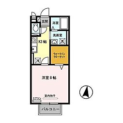アゼリア 1Kの間取図画像
