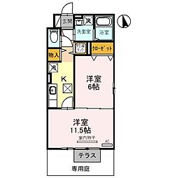 ヴィラグレイス 2Kの間取図画像