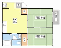 ラブリータウン近江A 2DKの間取図画像