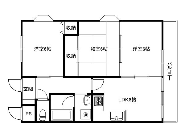 ガーデンパレス高槻 303｜大阪府高槻市奈佐原元町(賃貸マンション3DK・3階・56.00㎡)の写真 その2