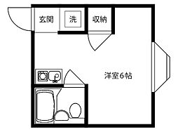柳原第一パールハイツ ワンルームの間取図画像