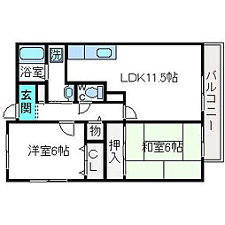 レジデンスナカジマ 2LDKの間取図画像