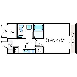 セレニテ高槻 1Kの間取図画像