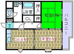 AIビル 2DKの間取図画像