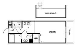 アビタ細川たかつき 1Kの間取図画像
