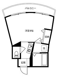 アップルハイツ南芥川 1Kの間取図画像