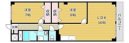 サンコーポ高槻ことぶき 2LDKの間取図画像