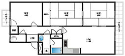 ウエストハイツ2 3LDKの間取図画像