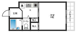 光栄ハイツ 1Kの間取図画像