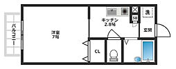 ハイツサニーコート 1Kの間取図画像