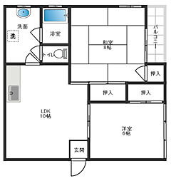 木下第一マンション 2LDKの間取図画像