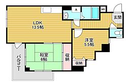 ベルハウス高槻 2LDKの間取図画像