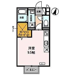 JR東海道・山陽本線 近江八幡駅 徒歩6分の賃貸アパート 2階ワンルームの間取り