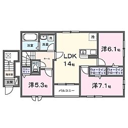 近江鉄道近江本線 彦根口駅 徒歩13分の賃貸アパート 2階3LDKの間取り