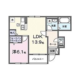 近江鉄道近江本線 彦根口駅 徒歩13分の賃貸アパート 1階1LDKの間取り