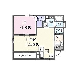 JR北陸本線 長浜駅 徒歩23分の賃貸アパート 1階1LDKの間取り