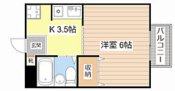 JR東海道・山陽本線 草津駅 徒歩9分の賃貸マンション 3階1Kの間取り