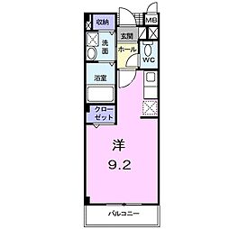 JR東海道・山陽本線 彦根駅 徒歩9分の賃貸アパート 2階ワンルームの間取り