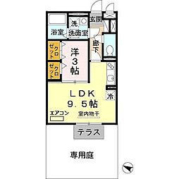 JR東海道・山陽本線 南彦根駅 徒歩23分の賃貸アパート 1階1LDKの間取り