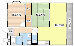 JR東海道・山陽本線 野洲駅 徒歩9分の賃貸マンション 1階2LDKの間取り