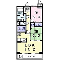 JR東海道・山陽本線 野洲駅 徒歩18分の賃貸マンション 3階2LDKの間取り