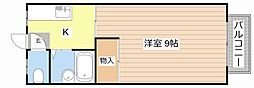 近江鉄道近江本線 八日市駅 徒歩22分の賃貸アパート 2階1Kの間取り