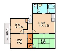 アーバン十字路A棟  ｜ 福岡県北九州市八幡西区大字本城（賃貸アパート3LDK・2階・56.78㎡） その2