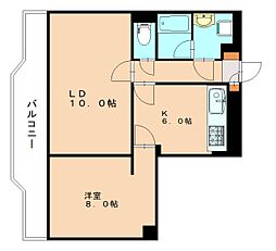 ディアライフ皇后崎 5階2LDKの間取り