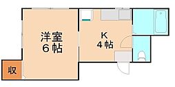 シャトレ折尾 1Kの間取図画像