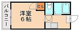 イースピア浅川 1Kの間取図画像