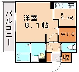 ヴィアンジュ黒崎 3階ワンルームの間取り