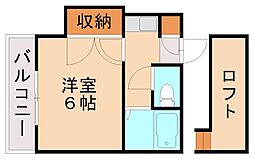 ウェーブ皇后崎 1Kの間取図画像