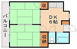シャトレ松尾 2DKの間取図画像